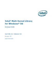 Intel(R) Math Kernel Library for Windows* Developer Guide