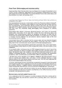 Peter Praet: Deleveraging and Monetary Policy