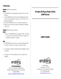 Portable CD Player/Radio #3414 (COBY Brand) USER's GUIDE