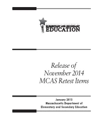 Release of November 2014 MCAS Retest Items