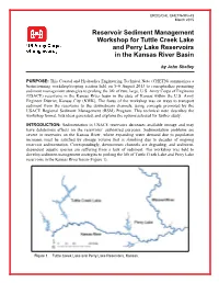 Reservoir Sediment Management Workshop for Tuttle Creek Lake and Perry Lake Reservoirs in the Kansas River Basin