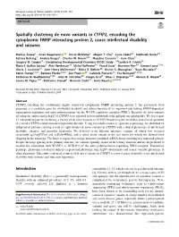 Spatially Clustering De Novo Variants in CYFIP2, Encoding the Cytoplasmic FMRP Interacting Protein 2, Cause Intellectual Disability and Seizures