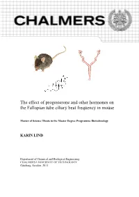 The Effect of Progesterone and Other Hormones on the Fallopian Tube Ciliary Beat Frequency in Mouse