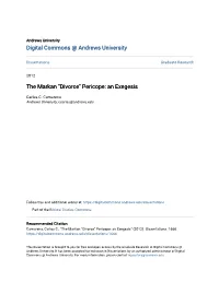The Markan "Divorce" Pericope: an Exegesis