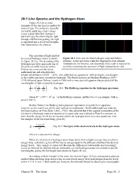 28-1 Line Spectra and the Hydrogen Atom Figure 28.1 Gives Some Examples of the Line Spectra Emitted by Atoms of Gas