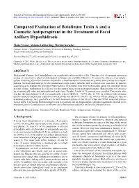 Compared Evaluation of Botulinum Toxin a and a Cosmetic Antiperspirant in the Treatment of Focal Axillary Hyperhidrosis