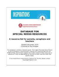 Database for Special Needs Resources
