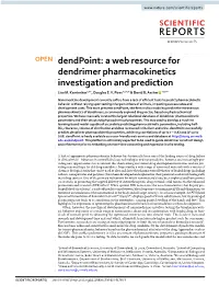 Dendpoint: a Web Resource for Dendrimer Pharmacokinetics Investigation and Prediction Lisa M