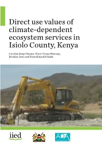 Direct Use Values of Climate-Dependent Ecosystem Services in Isiolo County, Kenya