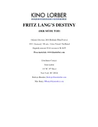 Fritz Lang's Destiny