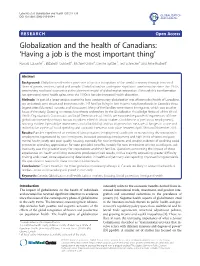 Globalization and the Health of Canadians