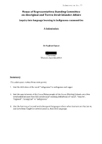 House of Representatives Standing Committee on Aboriginal And