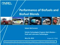 Performance of Biofuels and Biofuel Blends