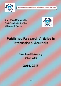 Published Research Articles in International Journals Suez Canal