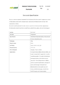 Stevioside Specification