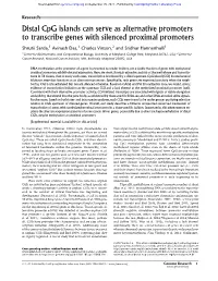 Distal Cpg Islands Can Serve As Alternative Promoters to Transcribe Genes with Silenced Proximal Promoters