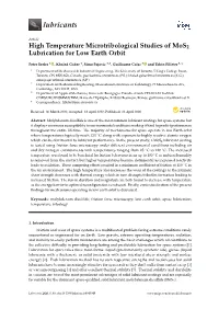 High Temperature Microtribological Studies of Mos2 Lubrication for Low Earth Orbit