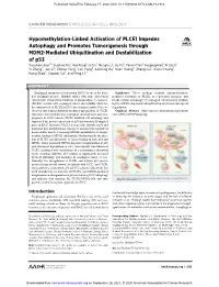 Hypomethylation-Linked Activation of PLCE1 Impedes