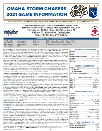 Omaha Storm Chasers 2021 Game Information