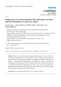 Study on the Correlation Between Microstructure Corrosion and Wear Resistance of Ag-Cu-Ge Alloys