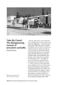Take My Camel: the Disappearing Camels of Jerusalem and Jaffa