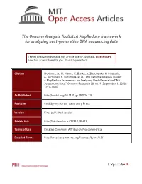The Genome Analysis Toolkit: a Mapreduce Framework for Analyzing Next-Generation DNA Sequencing Data