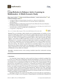 Using Robotics to Enhance Active Learning in Mathematics: a Multi-Scenario Study