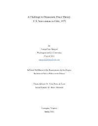 A Challenge to Democratic Peace Theory: U.S. Intervention in Chile, 1973