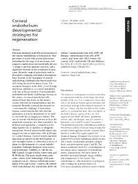Corneal Endothelium: Developmental Strategies for Regeneration