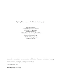 Exploring Microeconomics: a Collaborative Learning Project Andrew J. Monaco Assistant Professor of Economics University of Puget