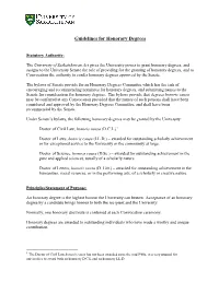 Guidelines for Nominations for Honorary Degrees