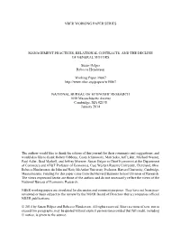 Nber Working Paper Series Management Practices