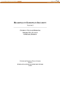 Readings in European Security Volume 3