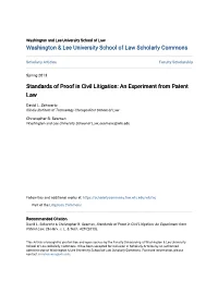 Standards of Proof in Civil Litigation: an Experiment from Patent Law