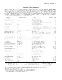 1. Physical Constants 1