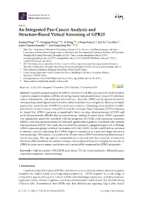 An Integrated Pan-Cancer Analysis and Structure-Based Virtual Screening of GPR15