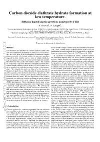 Carbon Dioxide Clathrate Hydrate Formation at Low Temperature. Diﬀusion-Limited Kinetics Growth As Monitored by FTIR E