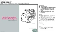 How to Improve Your Emotional Intelligence