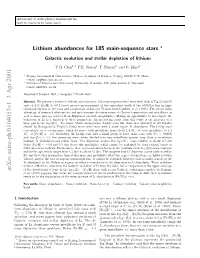Lithium Abundances for 185 Main-Sequence Stars-Galactic Evolution and Stellar Depletion of Lithium