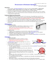 Measurement of Mechanical Quantities, Page 1 Measurement of Mechanical Quantities Author: John M