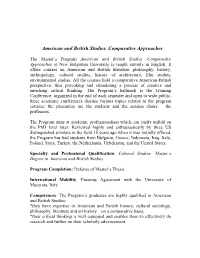 The Master's Program American and British Studies