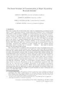 The Social Structure of Communication in Major Accounting Research Journals*