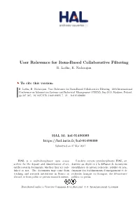 User Relevance for Item-Based Collaborative Filtering R