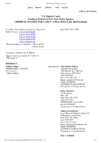 CRIMINAL DOCKET for CASE #: 1:98-Cr-01023-LAK All Defendants