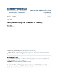 Intelligence on Intelligence: Comments on Khamisiyah