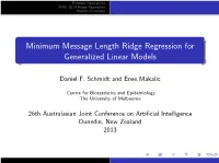 Minimum Message Length Ridge Regression for Generalized Linear Models
