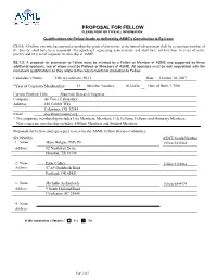 Proposal for Fellow Please Print Or Type All Information