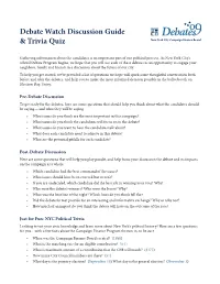 Debate Watch Discussion Guide & Trivia Quiz