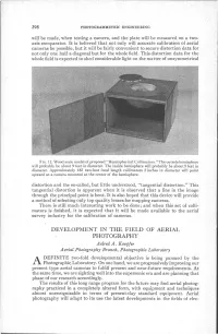DEVELOPMENT in the FIELD of AERIAL PHOTOGRAPHY , Aelred A
