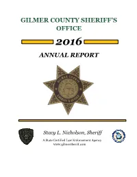 Gilmer County Sheriff's Office Annual Report